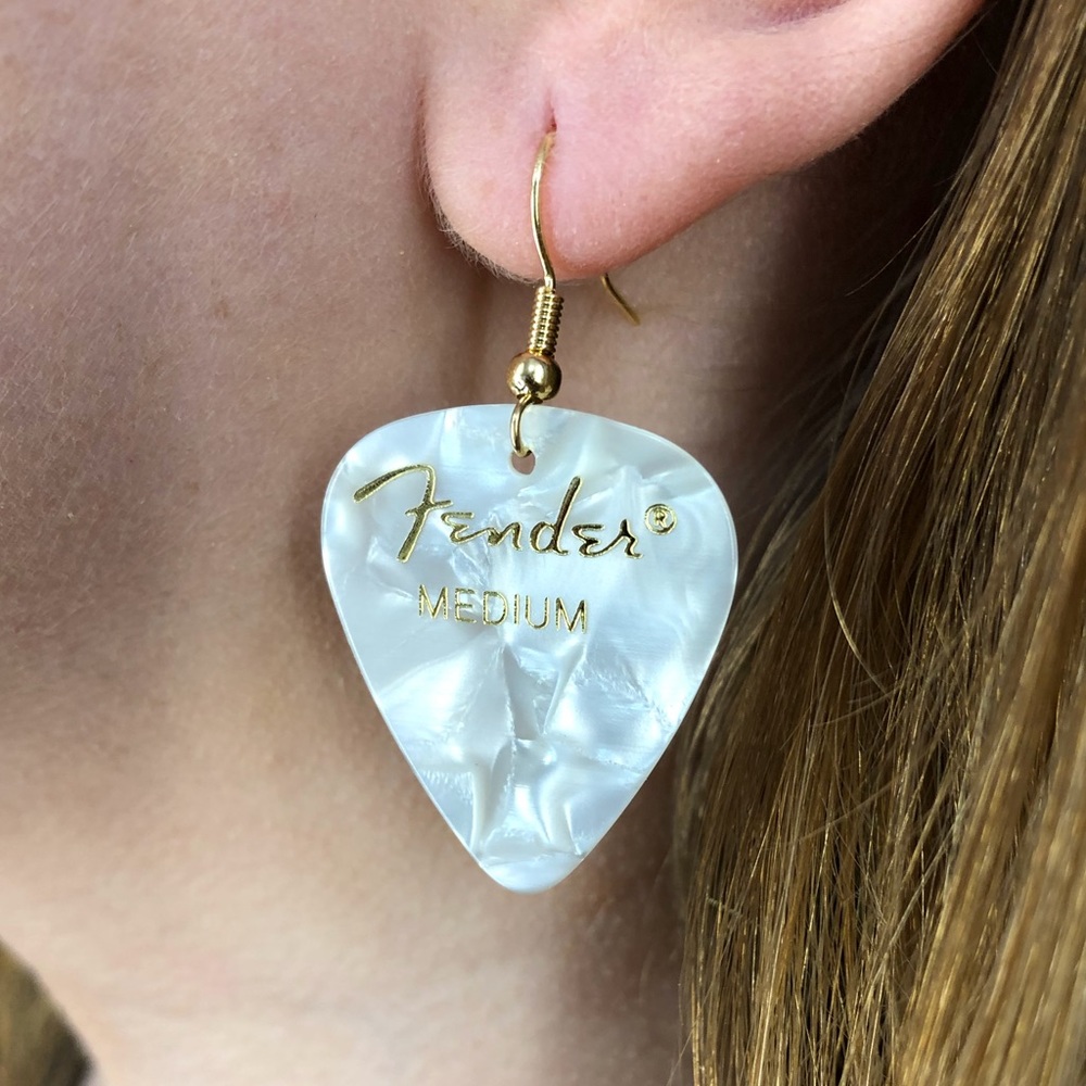 Fender white pearl single tier earrings